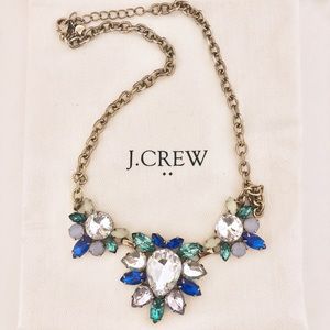 JCrew Crystal Statement Necklace blue green gems